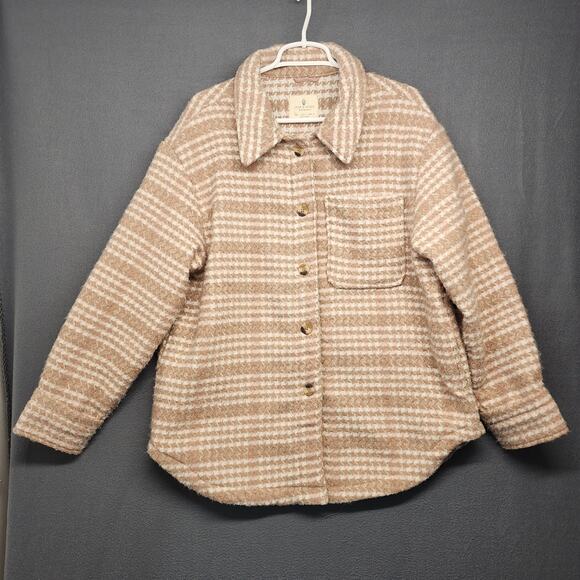 Jade Ivory 26 International Shacket Shirt Jacket Women Large Neutral Houndstooth - Picture 10 of 13